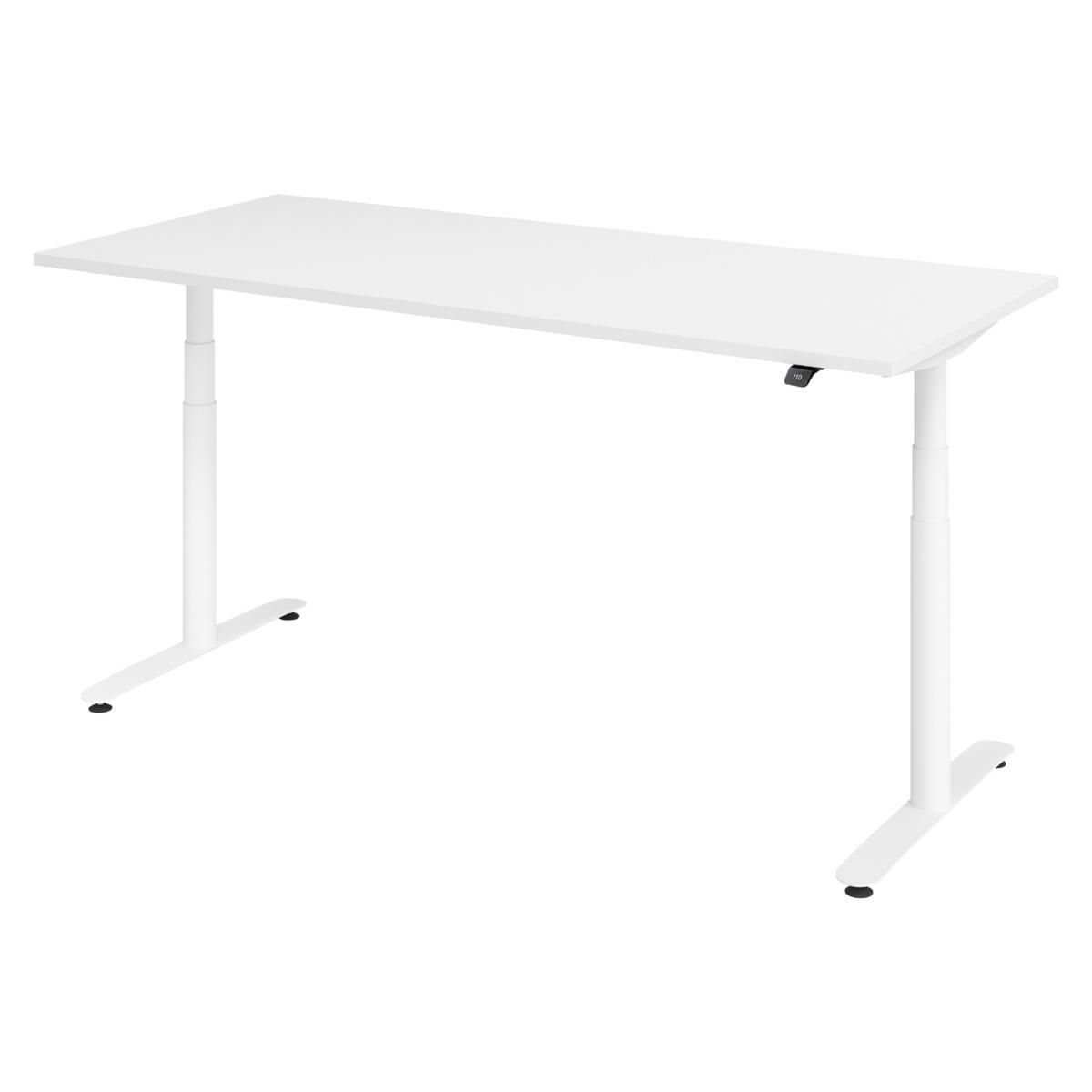 SCHREIBTISCH elektrisch Bluetooth & App XDLR 180/80/72 cm in Weiß/Weiß - Weiß, Holzwerkstoff (180/80/72cm) - bümö