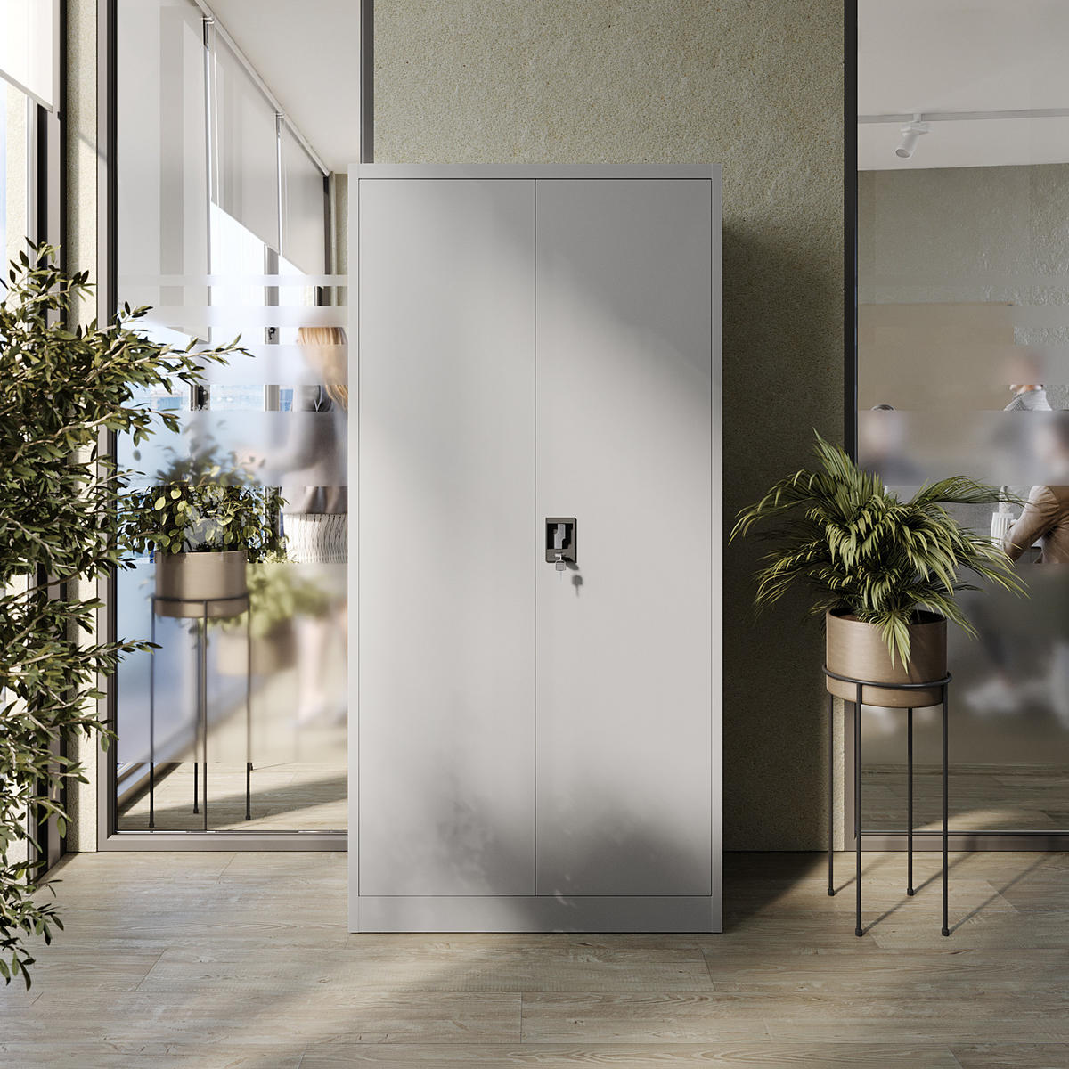 AKTENSCHRANK Sozialraumschrank aus Stahl Metallschrank für Büro Stahlschrank für Dokumente Akten Hellgrau 90x45x185cm - Hellgrau, Metall (90/185/45cm) - Muralo