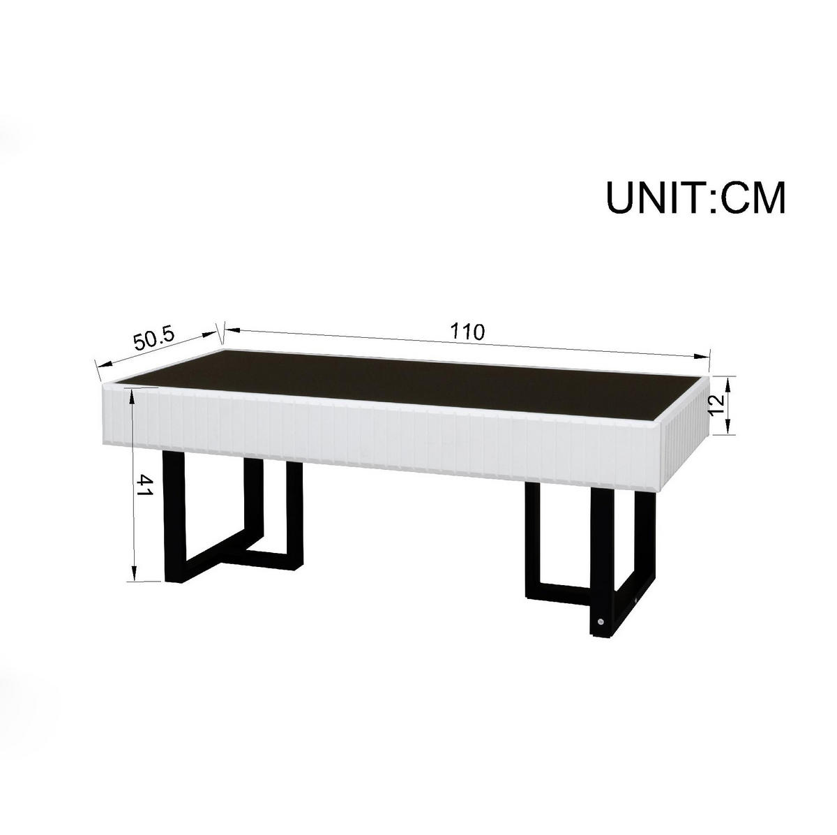 COUCHTISCH 110/50.5/41 cm in Schwarz-Weiß aus MDF und Spanplatte mit hochglänzender Tischplatte - Schwarz, Holzwerkstoff (110/50.5/41cm) - OKMYHOME