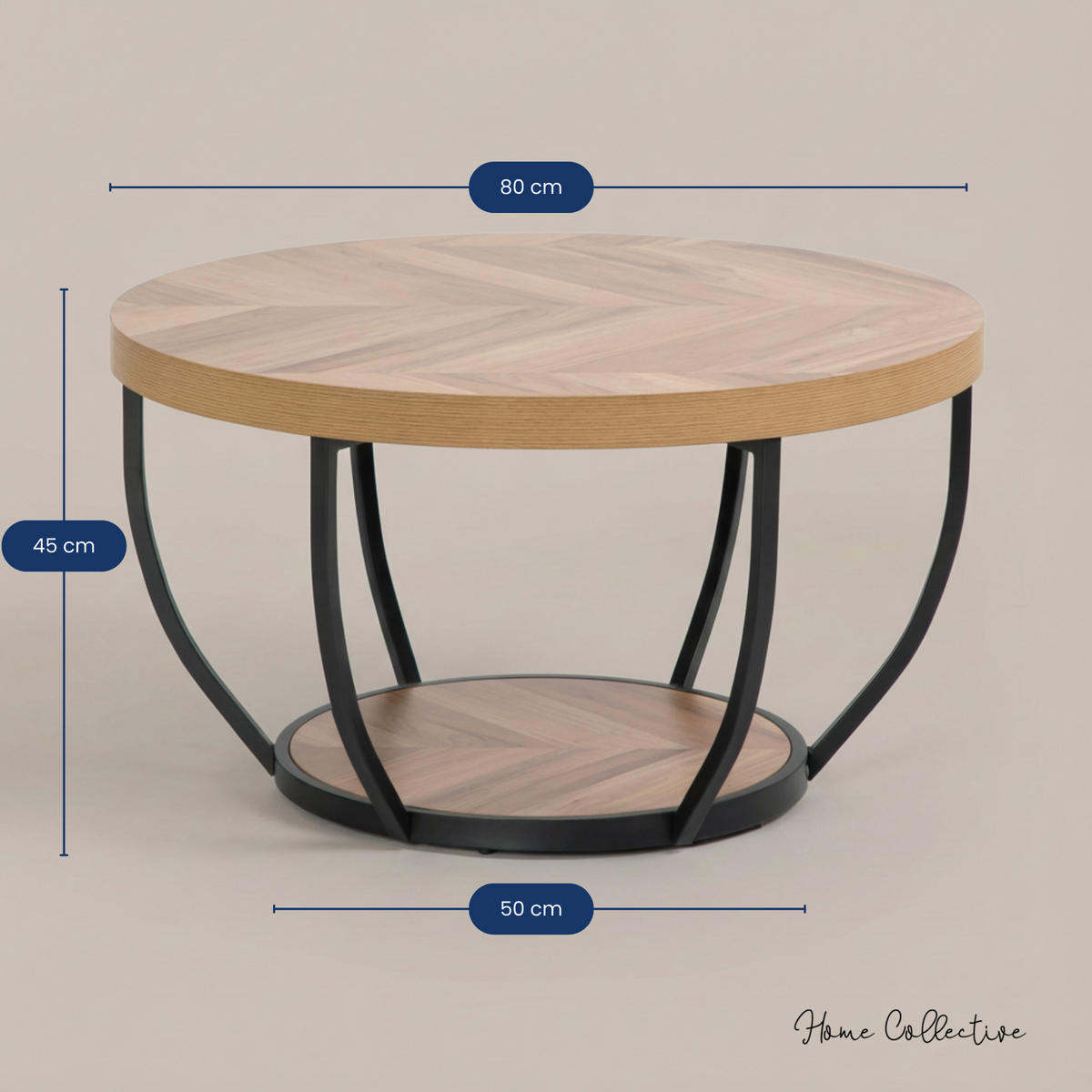 COUCHTISCH 80 cm Breite in Eiche Dunkel - Eichefarben, Holzwerkstoff (80/80/45.5cm) - Home Collective