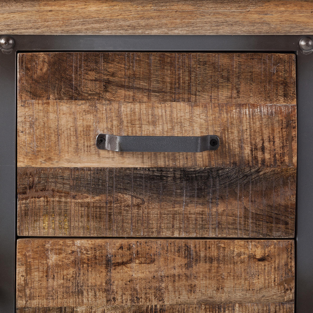 KOMMODE - Mango massiv / Metall - Beige, Holz (88/91/42cm) - home24