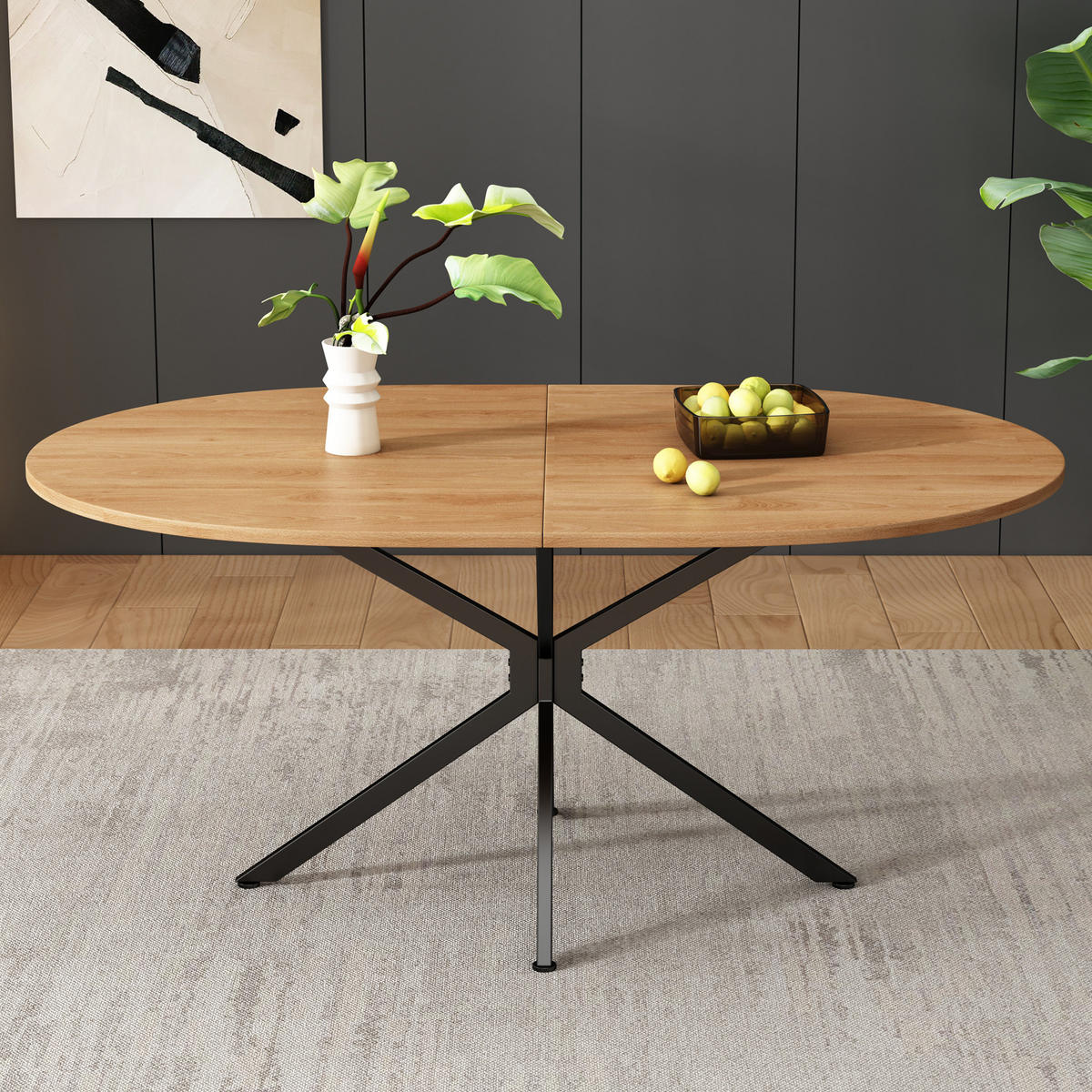 JÍDELNÍ stůl z MDF 120x80x75,5 cm přírodní pro 4–6 osob se stabilní křížovou podnoží - přírodní, kompozitní dřevo (80/120/75.5cm) - Modfu