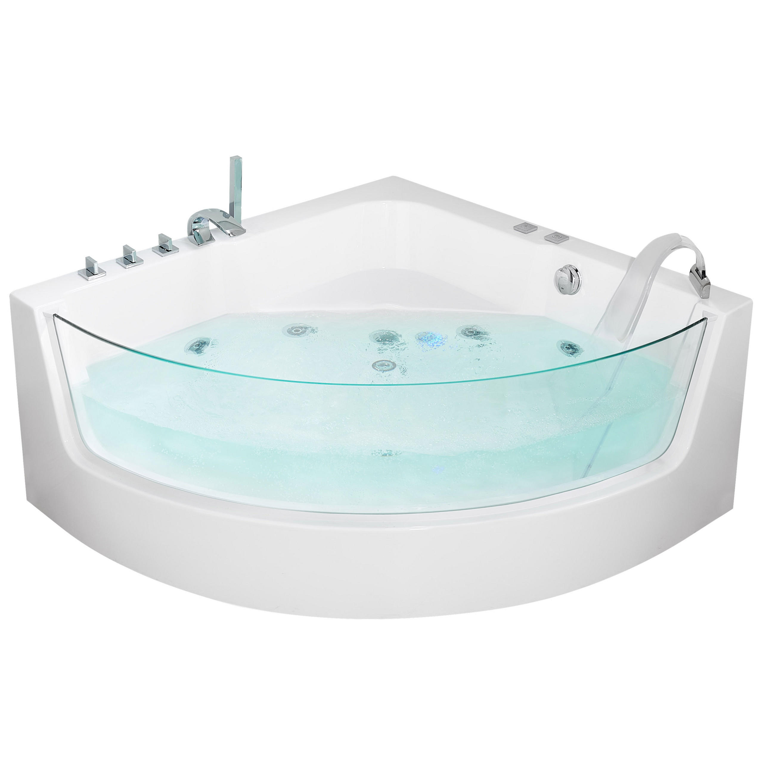 WHIRLPOOL-BADEWANNE mit LED 135x190x59 cm weiß Marina - Weiß, Kunststoff (135/59/190cm) - Beliani
