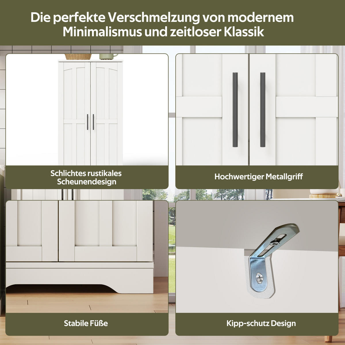 ANRICHTE Hochschrank 120/60/40 cm aus MDF mit LED-Sensorlicht und verstellbaren Regalböden Weiß - Weiß, Holzwerkstoff (60/120/40cm) - Modenvie