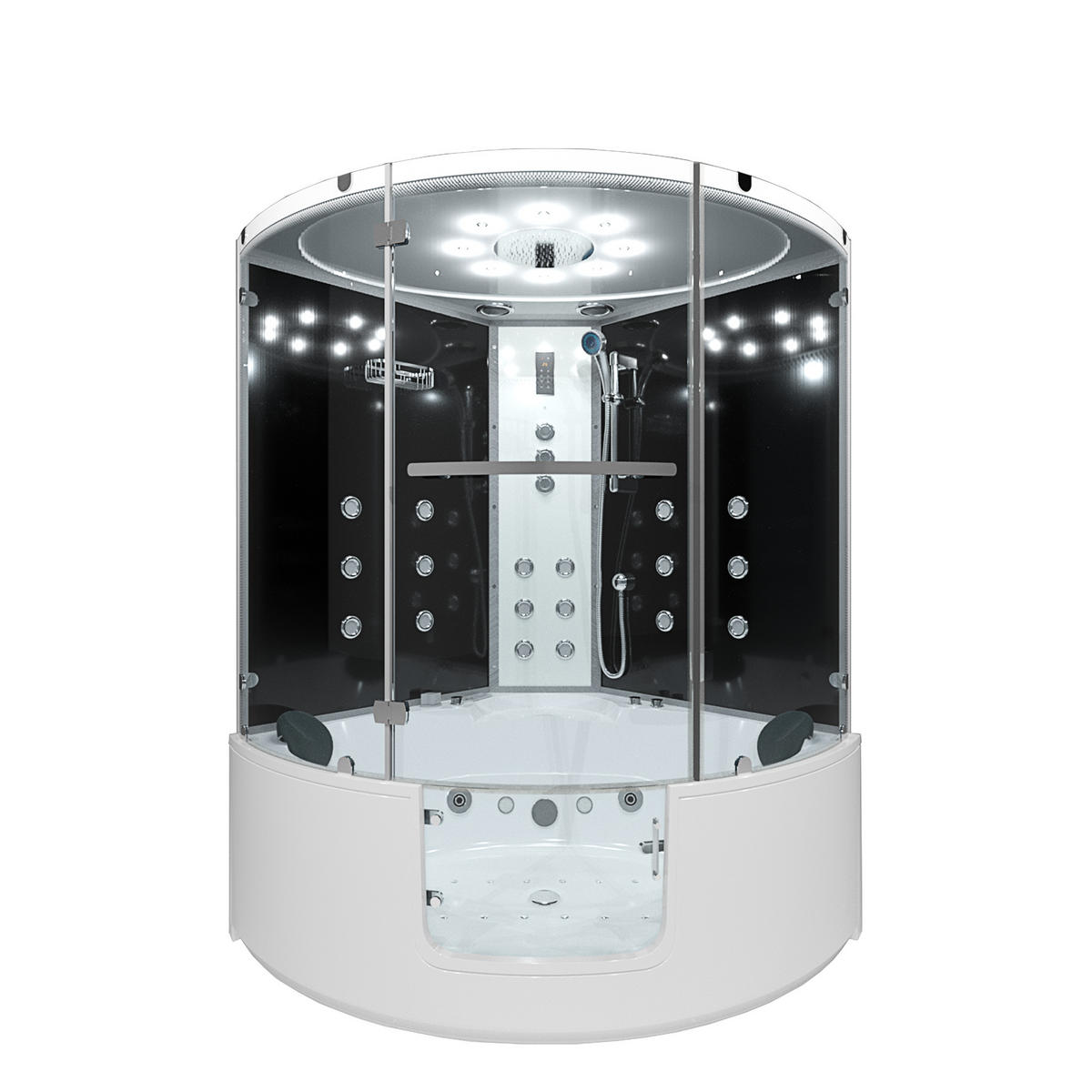 DAMPFDUSCHE Whirlpool K60-SW-TH-EC-SC - Schwarz, Glas/Kunststoff (140/140/210cm) - AcquaVapore by Sandra Jentho