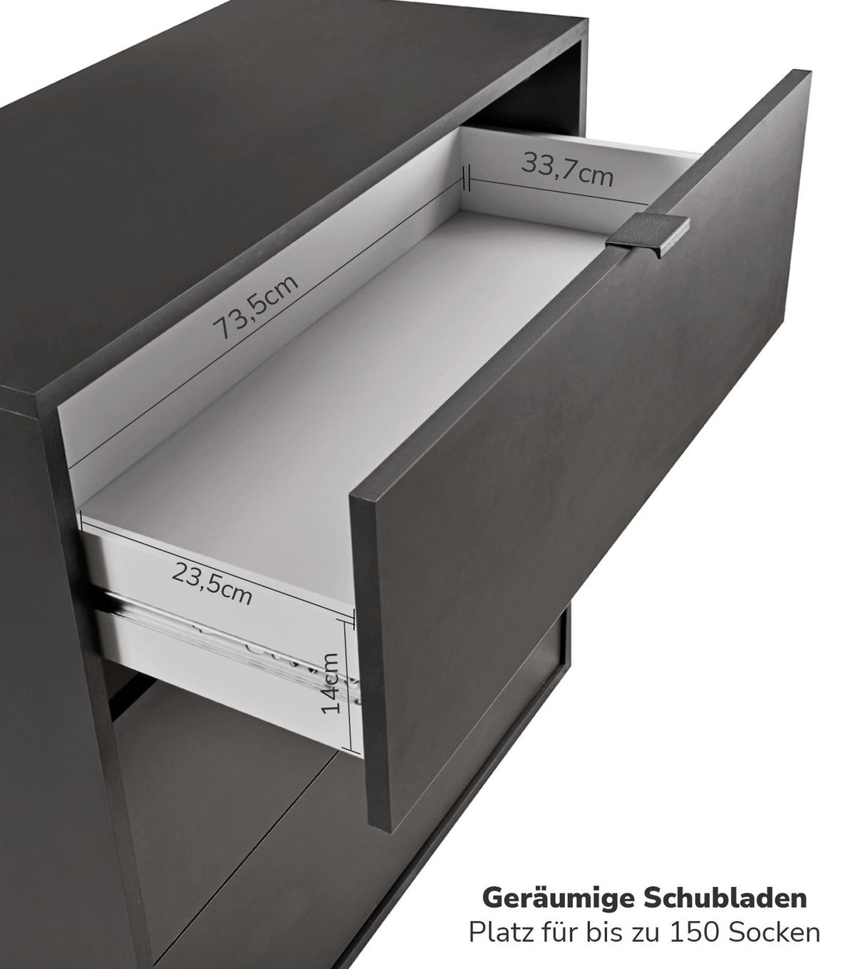 KOMMODE Die Stilvolle - Anthrazit, Holzwerkstoff (80/73/40cm) - Mokebo