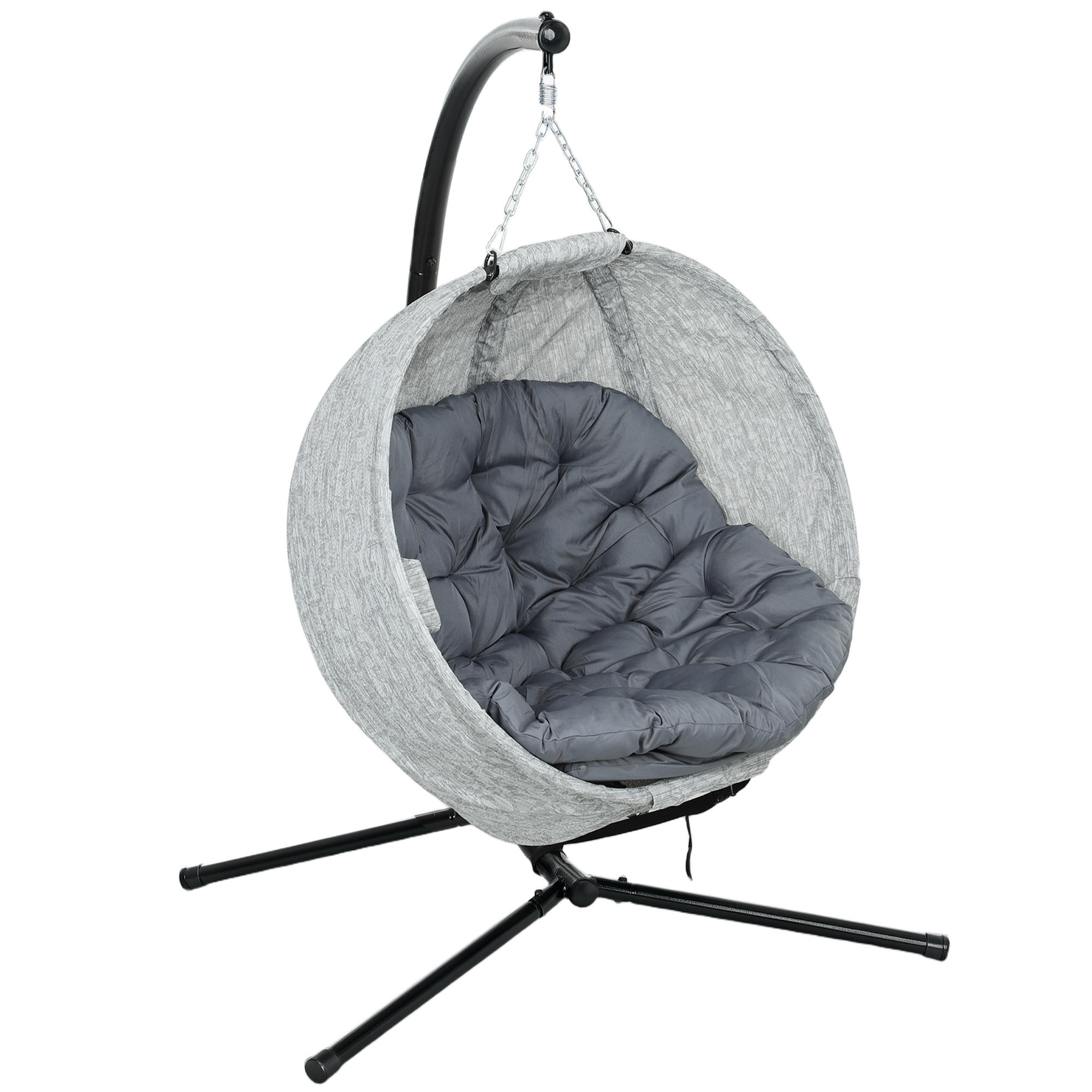 HÄNGESESSEL für den Außenbereich - Grau, Metall (116/180/118cm) - Outsunny