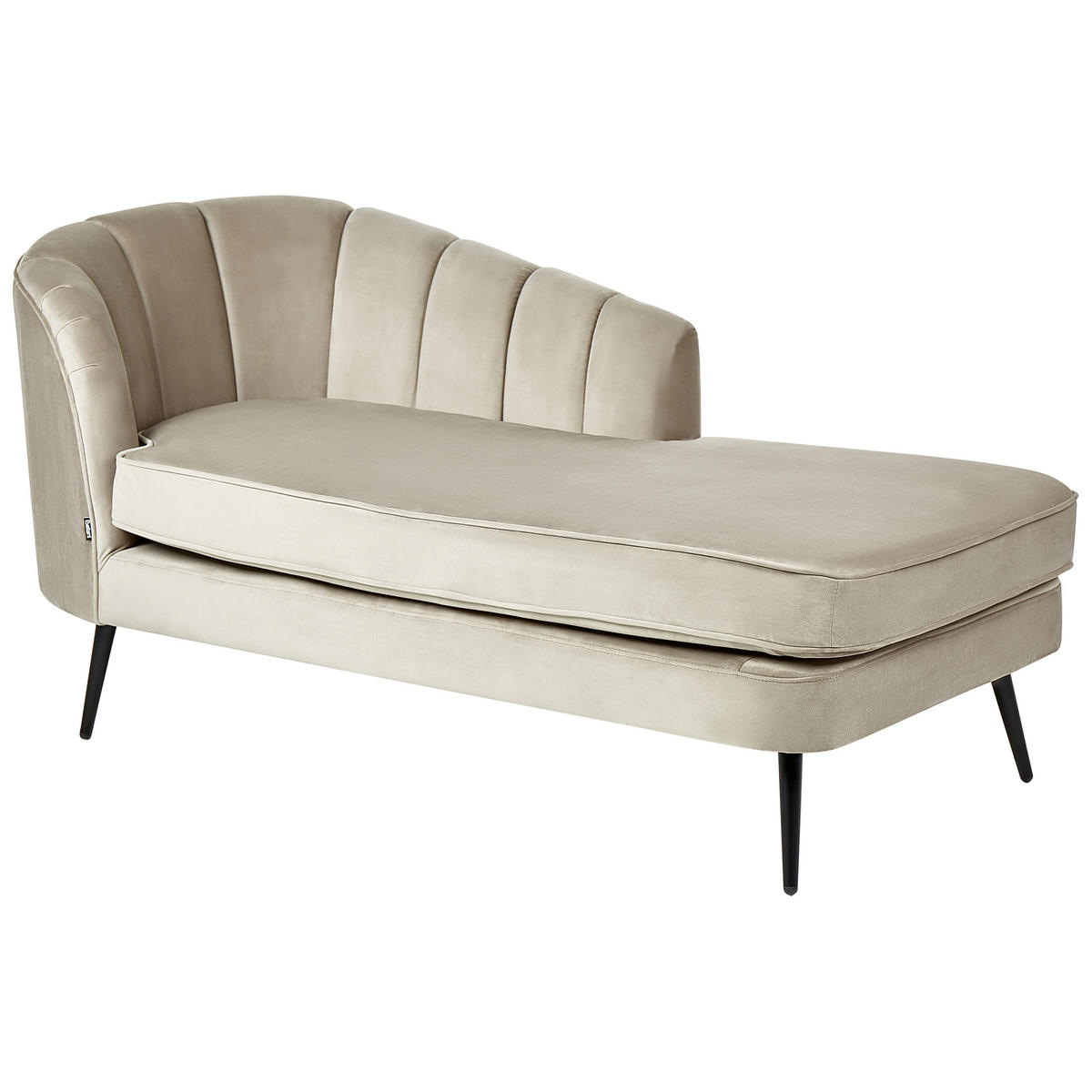 CHAISELONGUE Samtstoff beige linksseitig Allier - Beige/Schwarz, Textil (150/75/76cm) - Beliani