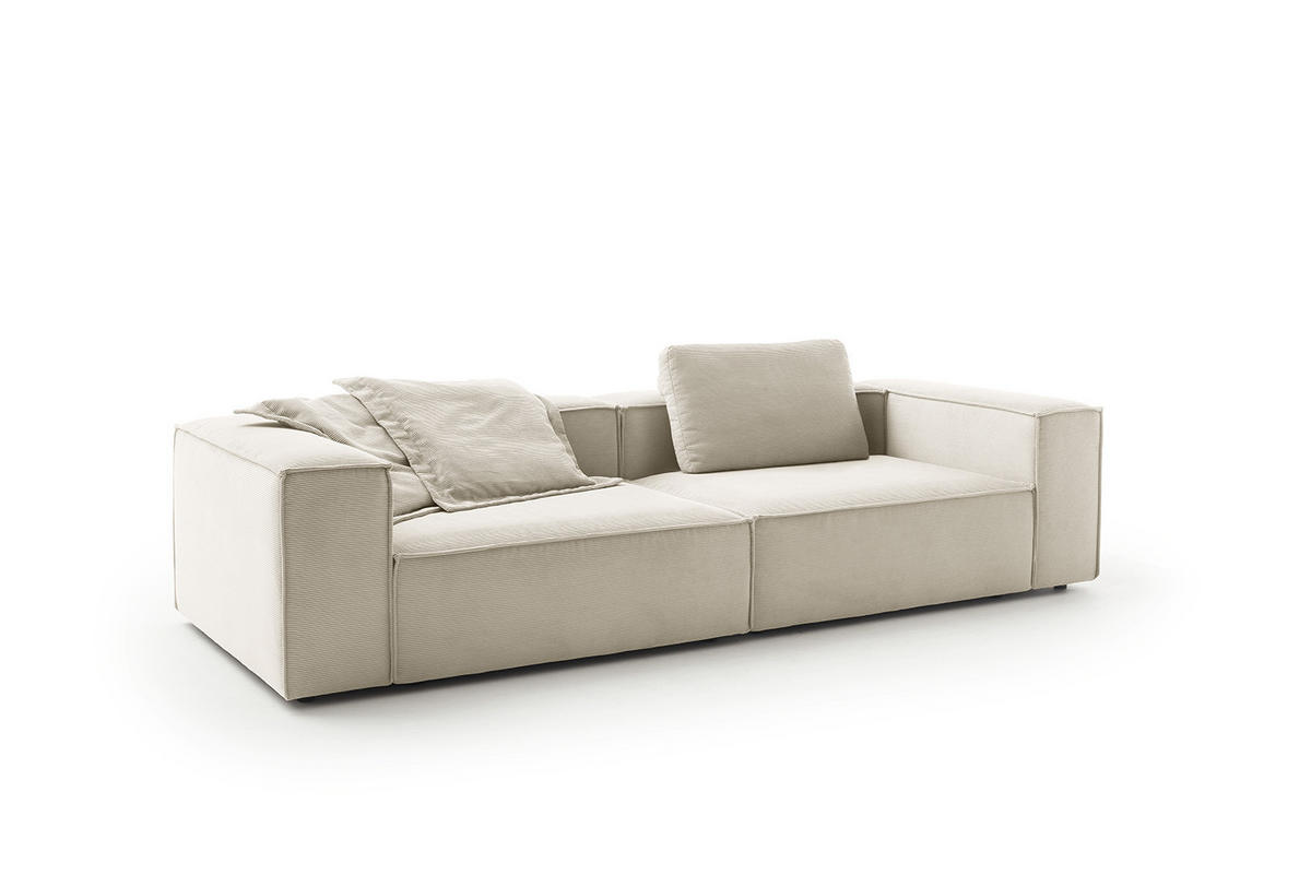 SOFA CARMO Weiß Cord - Schwarz/Weiß, Kunststoff/Textil (306/68/118cm) - KAWOLA