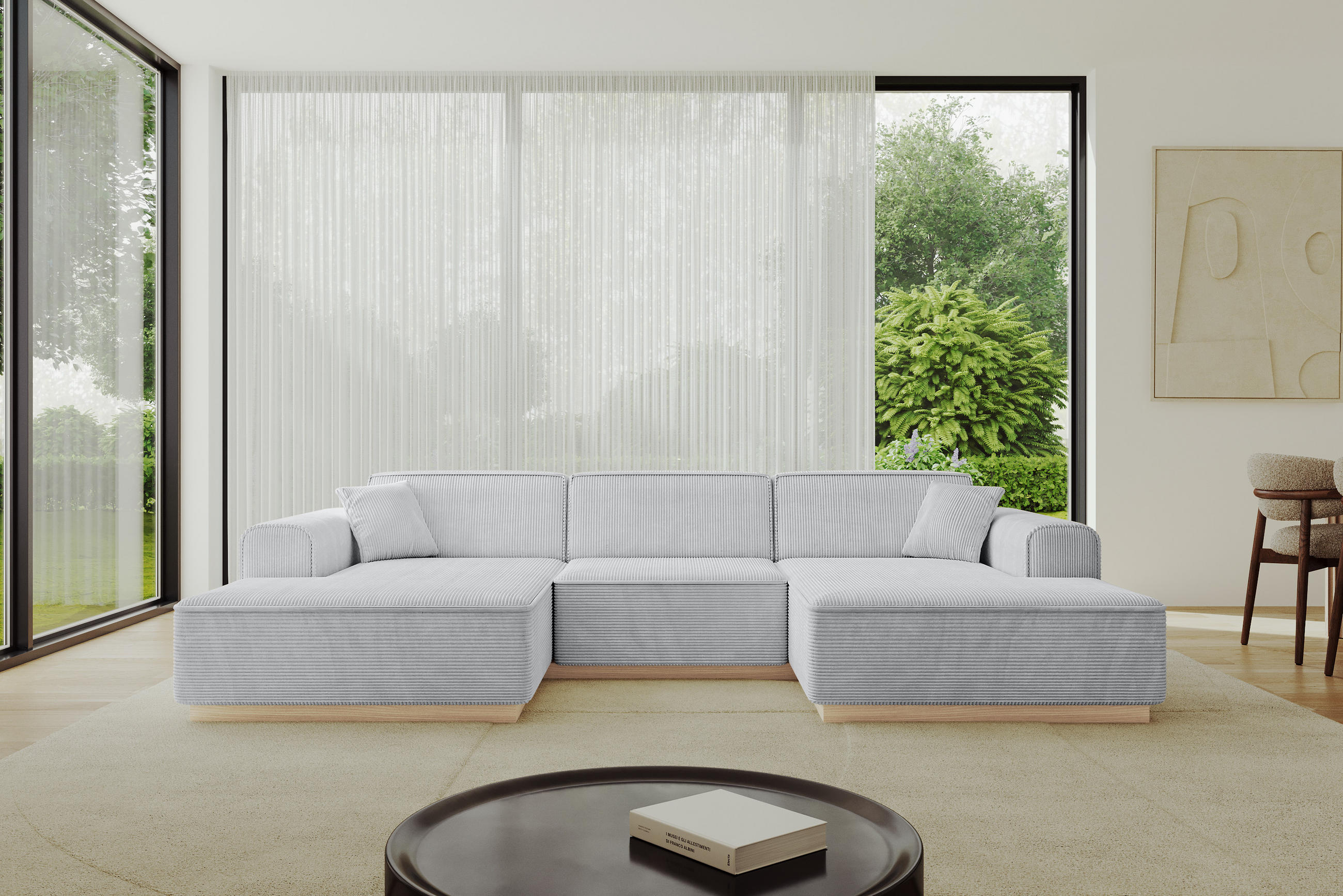 WOHNLANDSCHAFT IREA-U1 - 303x171x83 cm Grau - Hellgrau/Grau, Holzwerkstoff/Textil (303/83/171cm) - ALTDECOR