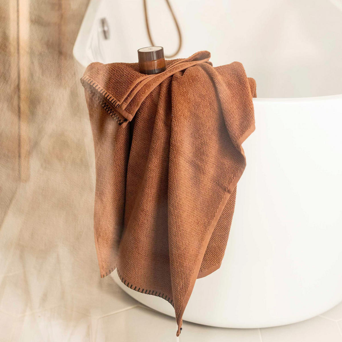 BADETUCH Bora kakao 90 x 150 cm - Dunkelbraun, Textil (90/150cm) - Vivaraise