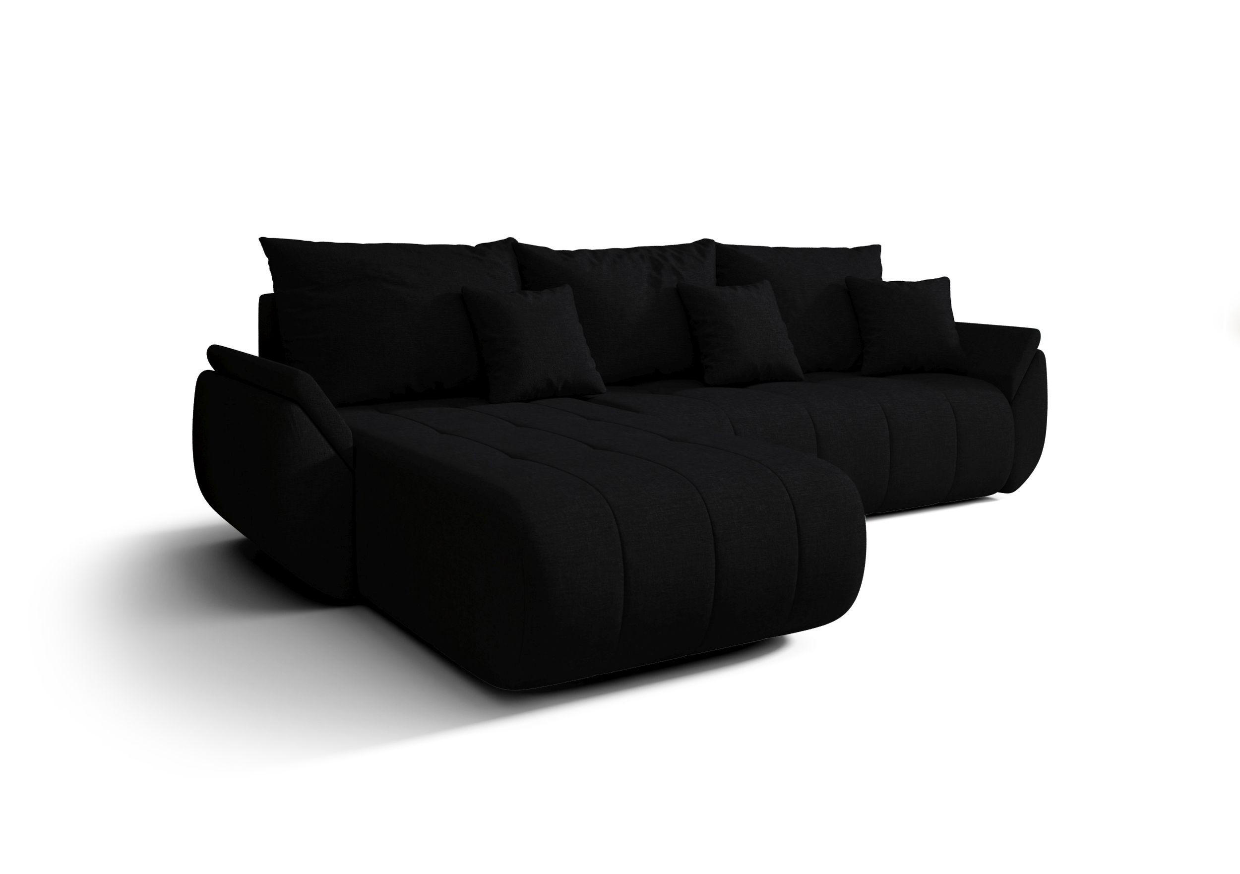 ECKSOFA mit Schlaffunktion TOKYO L Wind 99 - Schwarz, Textil (280/185cm) - Bedante