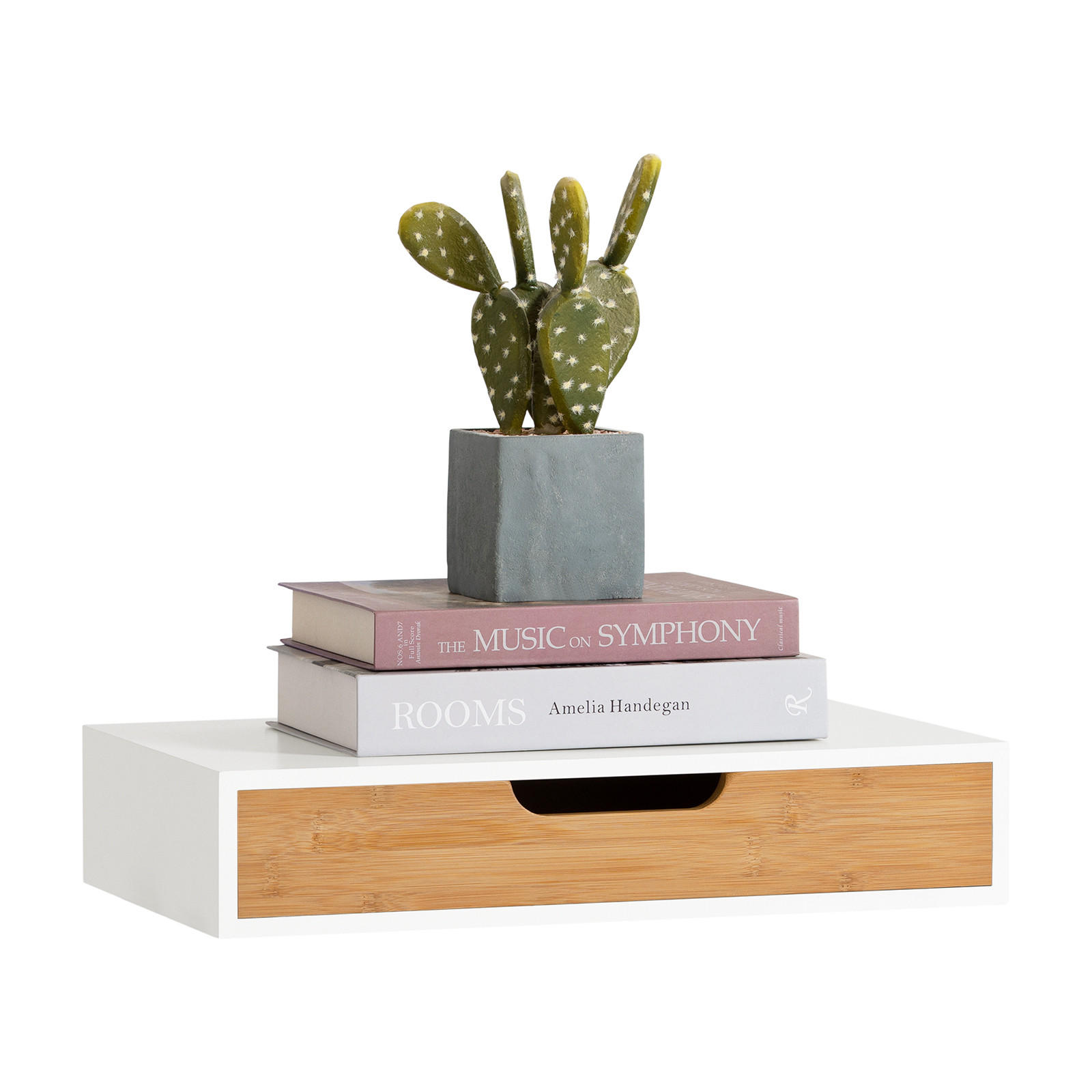 SoBuy POLIČKA SE ZÁSUVKOU Bílá 40x25x8cm Minimalistický