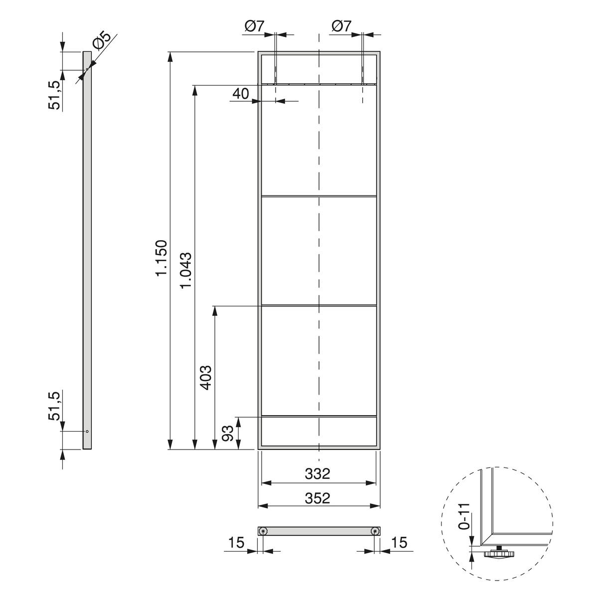 REGALRAHMEN Lader, Set, Höhe 1150mm, Stahl, Schwarz lackiert - Schwarz, Metall (0.5/115/35.2cm) - EMUCA