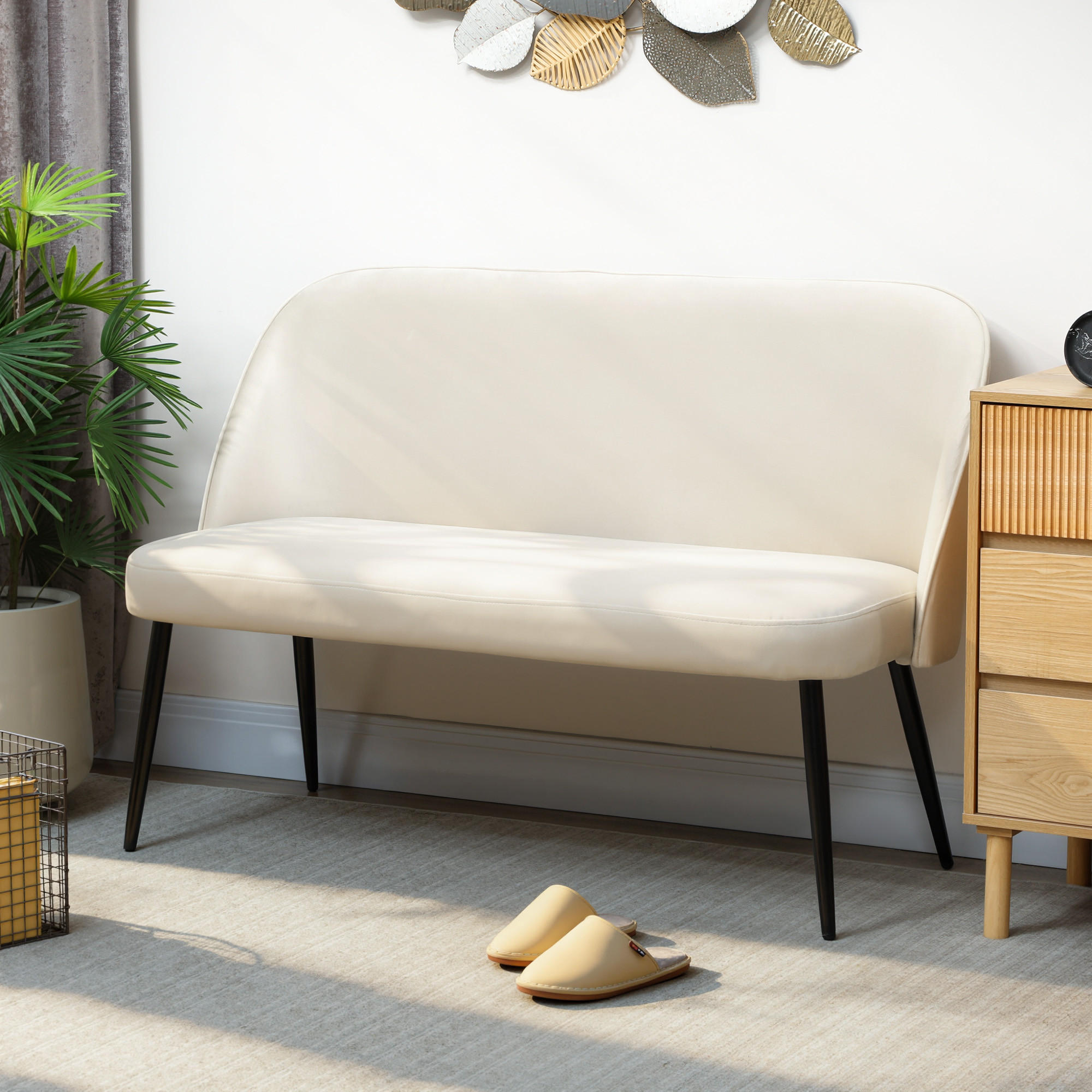 Thumbnail - Homcom Sofa, Beige, Textil, 2-Sitzer, 63x84.5x127 cm, Wohnzimmer, Sofas & Couches, Sofas, 2-Sitzer Sofas