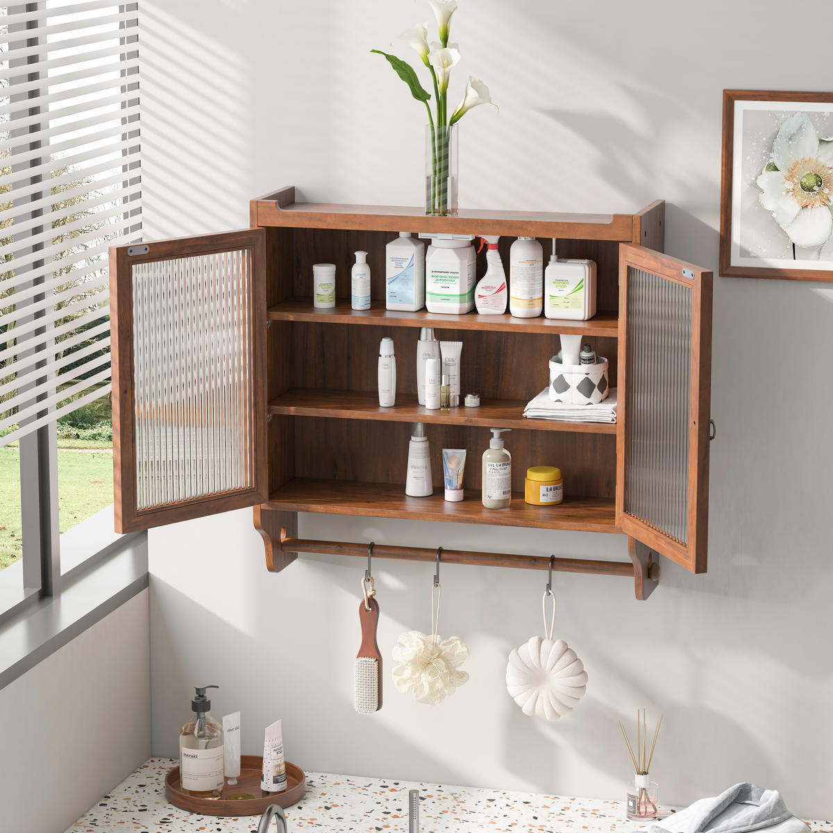 KÜCHENOBERSCHRANK 63/18/60 cm mit Glasfront und 2 Türen in Braun - Braun, Holzwerkstoff (63/60/18cm) - BEAOK