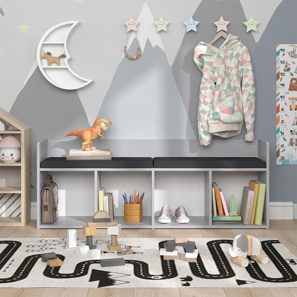 KINDERSITZBANK Luigi Weiß 107.2 x 88.6 cm 4 Fächer - Weiß, Holzwerkstoff (142.4/53.4/31.2cm) - Vicco