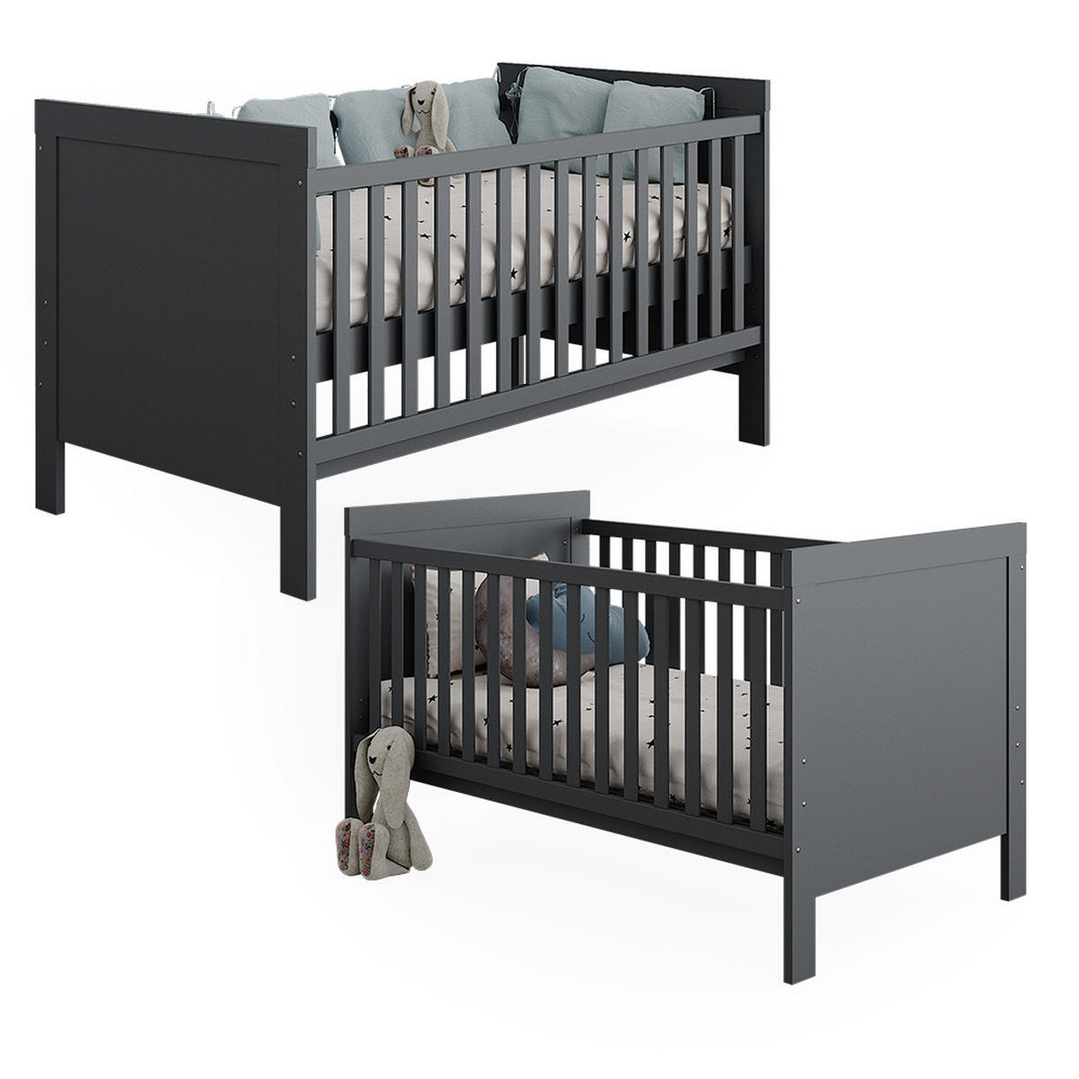BABYBETT Ajaton Grau 144.4 x 83 cm - Grau, Holzwerkstoff (70/140cm) - VitaliSpa