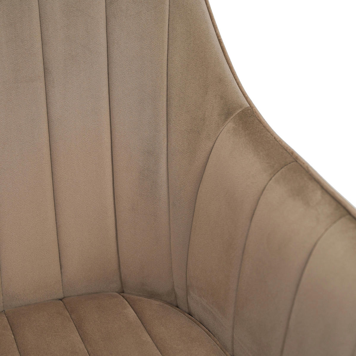 STUHL PIANO drehbar gepolsterter mit Steppung - dunkelbeige - Velour - Beige/Schwarz, Textil/Metall (59/88/61cm) - NEW HOME