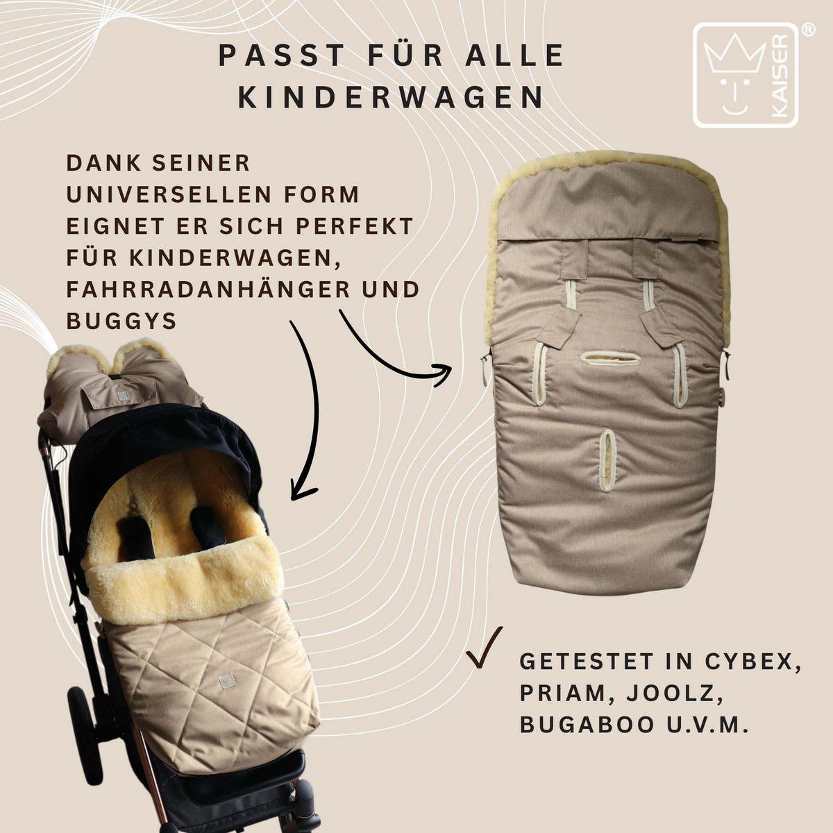 LAMMFELL-FUSSSACK Coosy, ginger - Braun, Fell (45/85cm) - Kaiserbaby