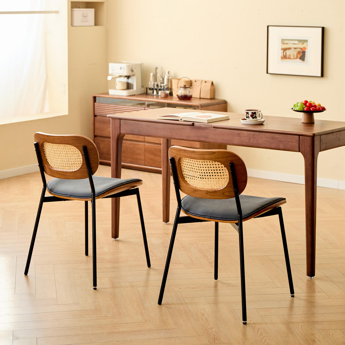 STUHL 2er-Set Kunstleder Schwarz - Schwarz, Textil (46/75/55cm) - Nordlys