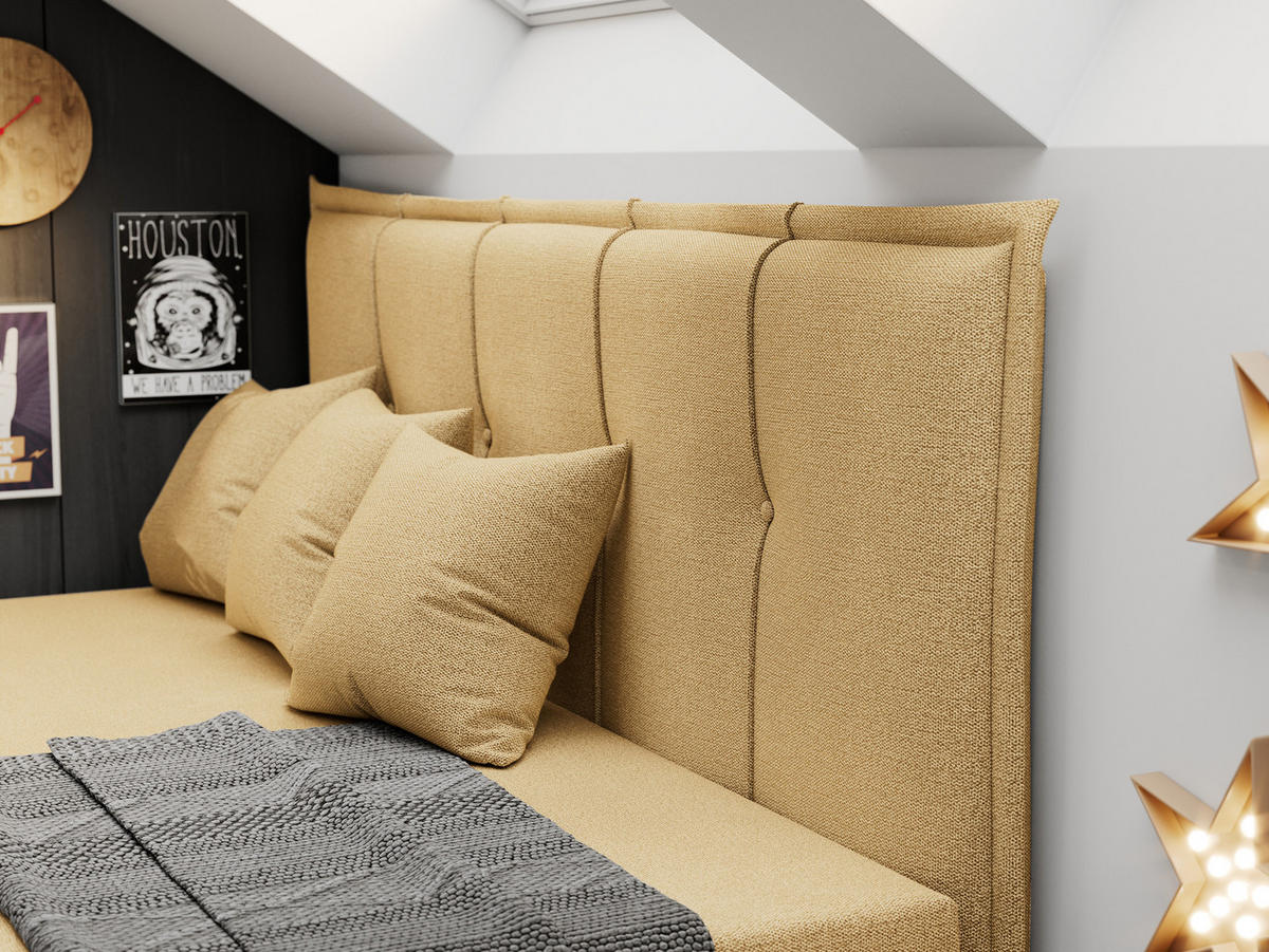 BOXBETT BANCO 90/200 Gelb Struktur - H3 - Gelb, Holz/Textil (90/200cm) - MKS