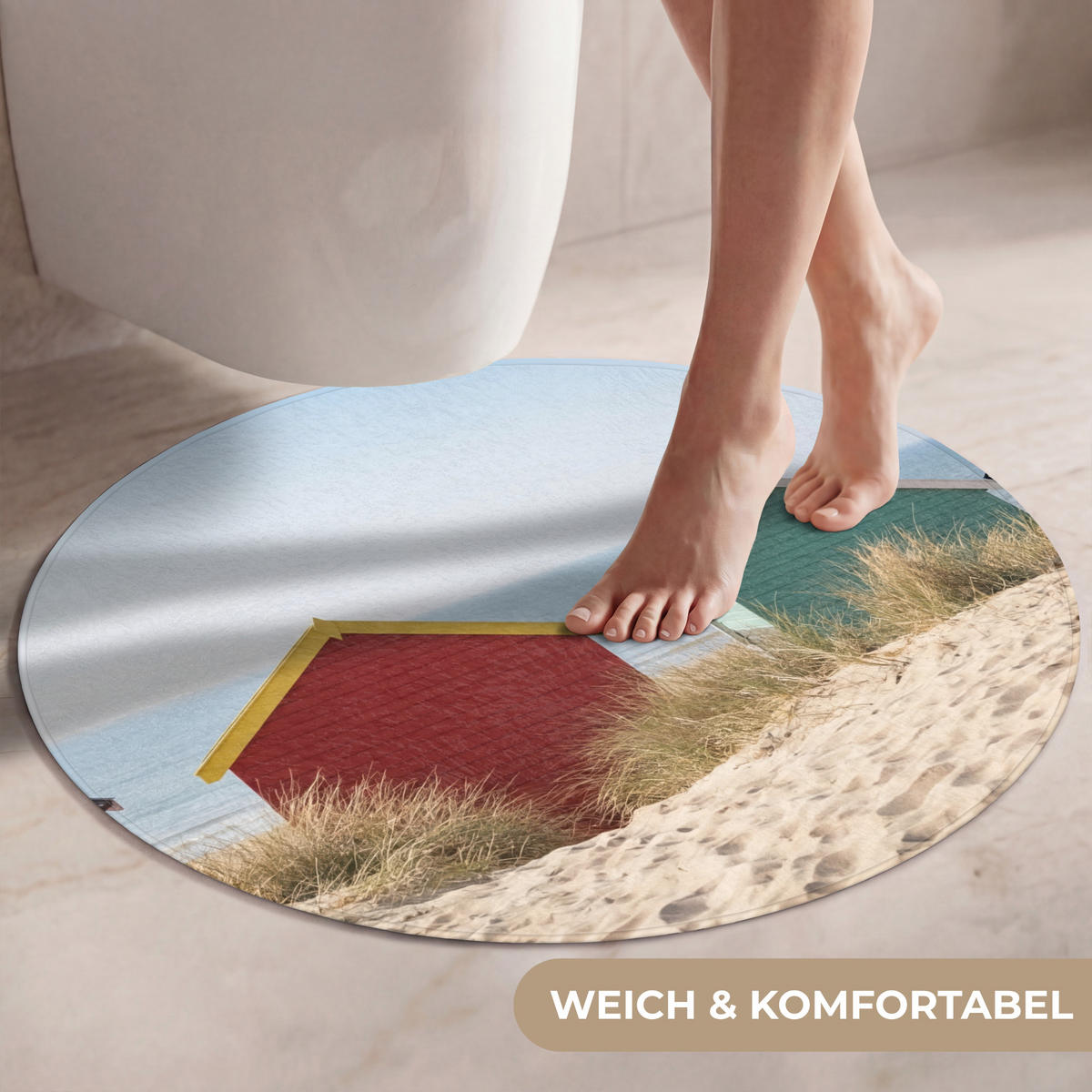 WC PŘEDLOŽKA Pláž - Chaty - Barevné - Duny 70x70 cm - různobarevná, textil/plast (70/1cm) - OnlyWow