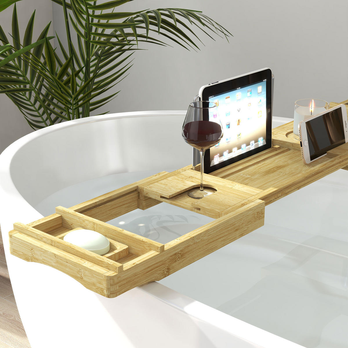 BADEWANNENREGAL DE-17350 - Naturfarben, Naturmaterialien (23/4.5/109cm) - ComfortXL