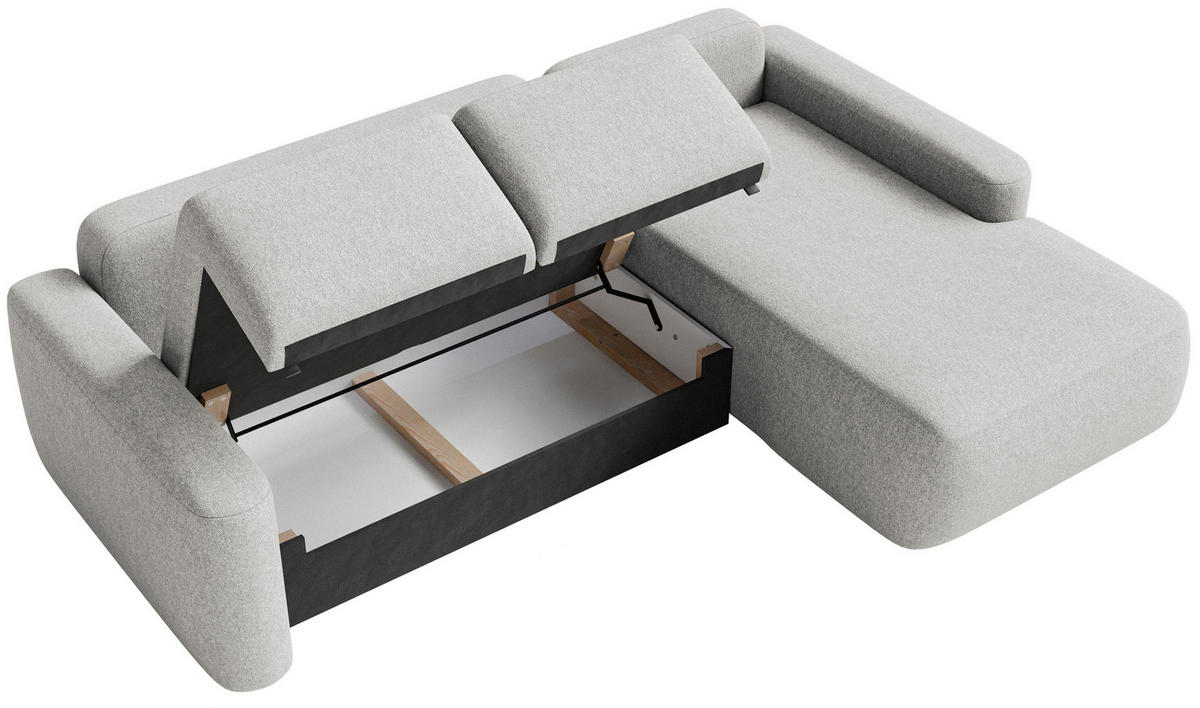 ECKSOFA Carnos Mini Graubeige Chenille - Taupe/Schwarz, Kunststoff/Textil (164/238cm) - Selsey