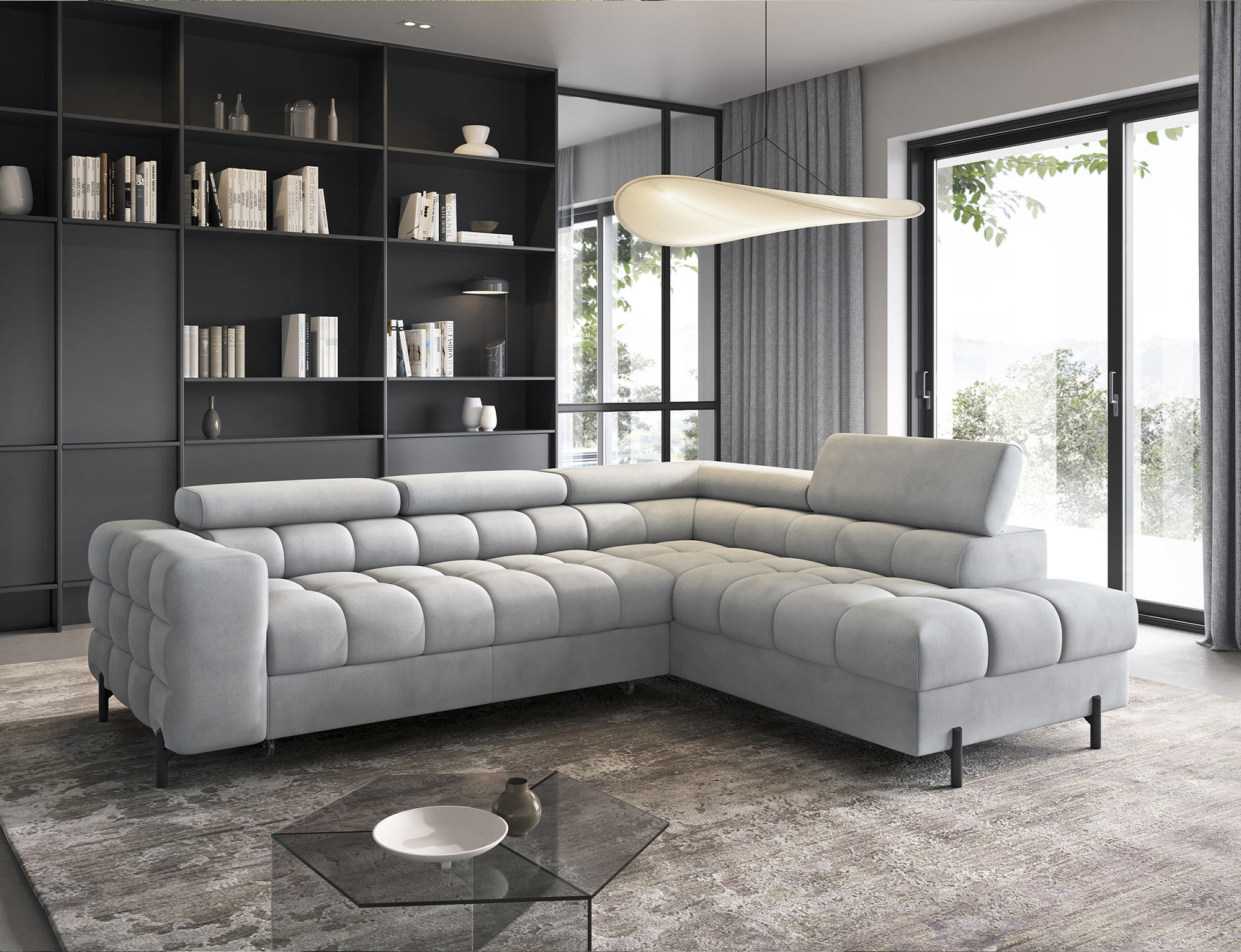 ECKSOFA Ferrucio R - Grau (Paros 05) - Grau, Holzwerkstoff (276/200cm) - Möblo