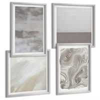 BILDER SET 4er Set - 50x50 cm & 40x60 cm Silberner Rahmen - Industriedesignstrukturen - Silberfarben, Kunststoff (50/50cm) - TULUP