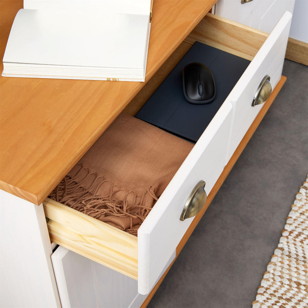 SIDEBOARD COLMAR - Weiß/Braun, Holz (116/74/35cm) - IDIMEX