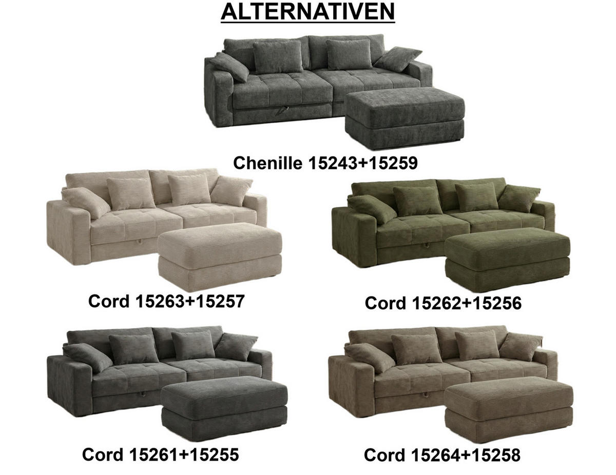 POLSTERHOCKER Federkern B124/T60/H40 cm Cord-Bezug Grün / 15256 - Schwarz/Grün, Kunststoff/Textil (124/40/60cm) - luma-home