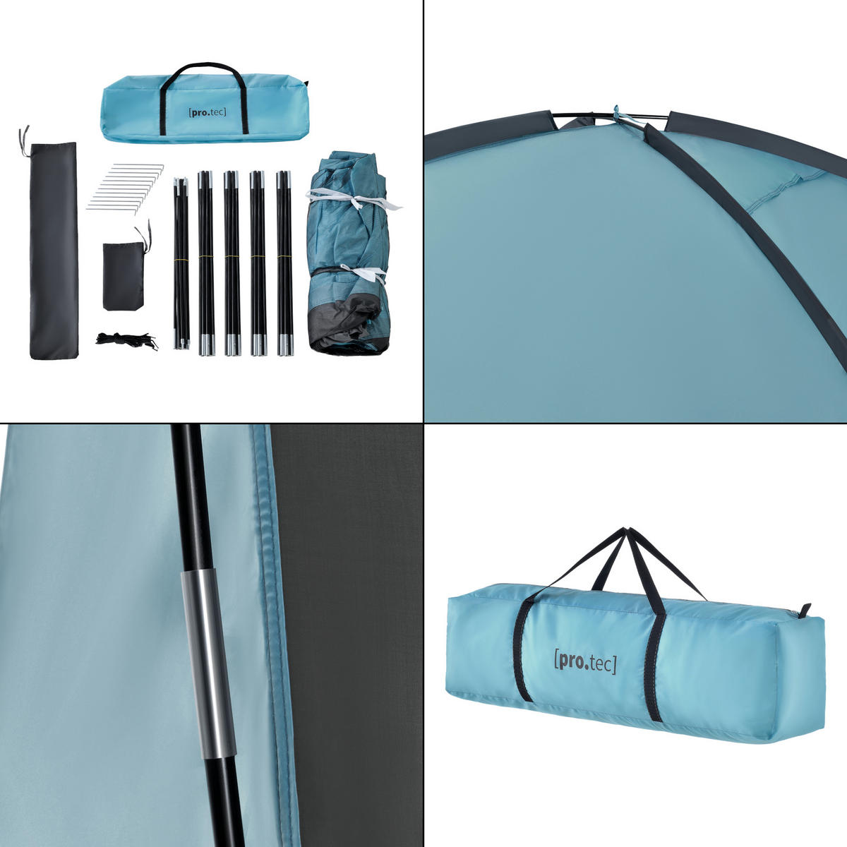 PAVILLON Grästorp - Dunkelgrau/Hellblau, Textil (345/247/345cm) - pro.tec