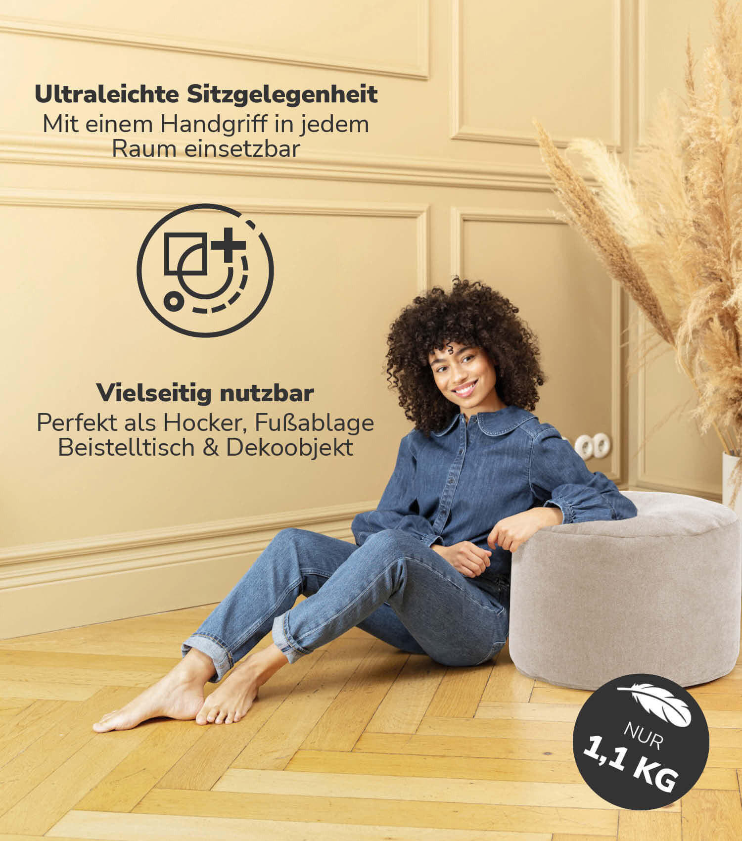 POUF Der Ruhepouf - Beige, Textil (50/30/50cm) - Mokebo