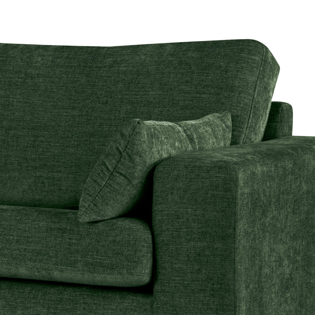 ECKSOFA mit Ottomane - Dunkelgrün/Buchefarben, Buchenholz/Textil (287/219cm) - home24