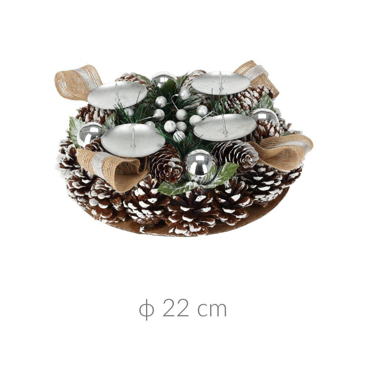 ADVENTSKRANZ Adventskranz Ø 22 cm - Silberfarben, Kunststoff (22/7cm) - Home Styling Collection
