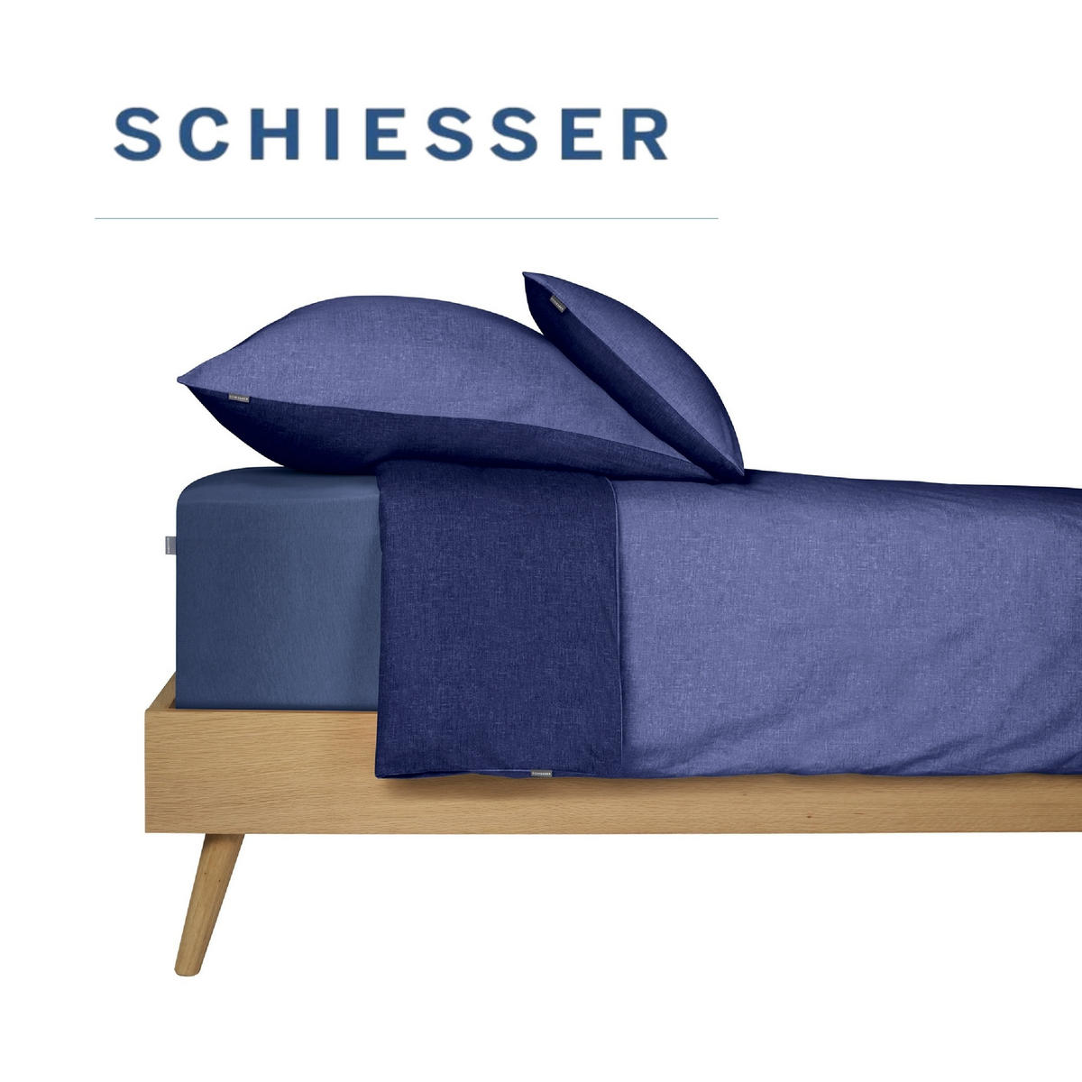 BETTWÄSCHESET Doubleface - Feinbiber - 2-teilig - 155 x 220 cm - Blau - Blau, Textil (155/220cm) - SCHIESSER
