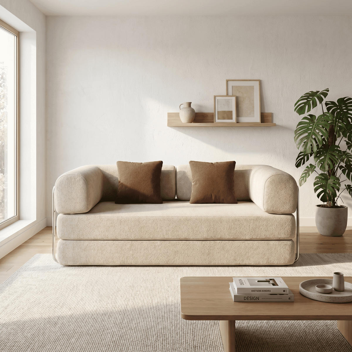 SCHLAFSOFA Kaia Sand Braun - Sandfarben, Textil (180/70/100cm) - COCO Living