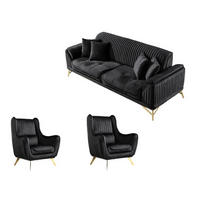 SITZGARNITUR Bond Grau Stellvariante:3+1+1 - Schwarz, Holz (227/85/100cm) - Villa Möbel