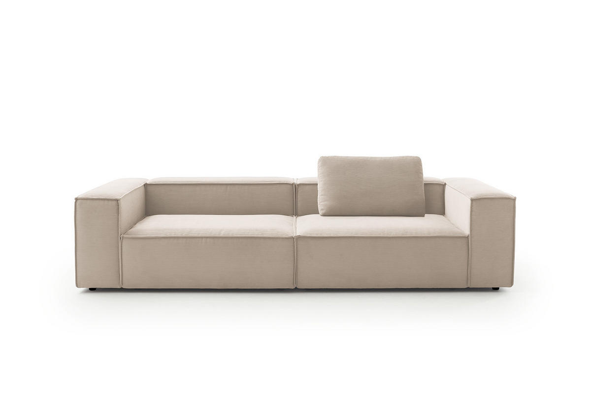 SOFA CARMO Beige Cord - Beige/Schwarz, Kunststoff/Textil (306/68/118cm) - KAWOLA