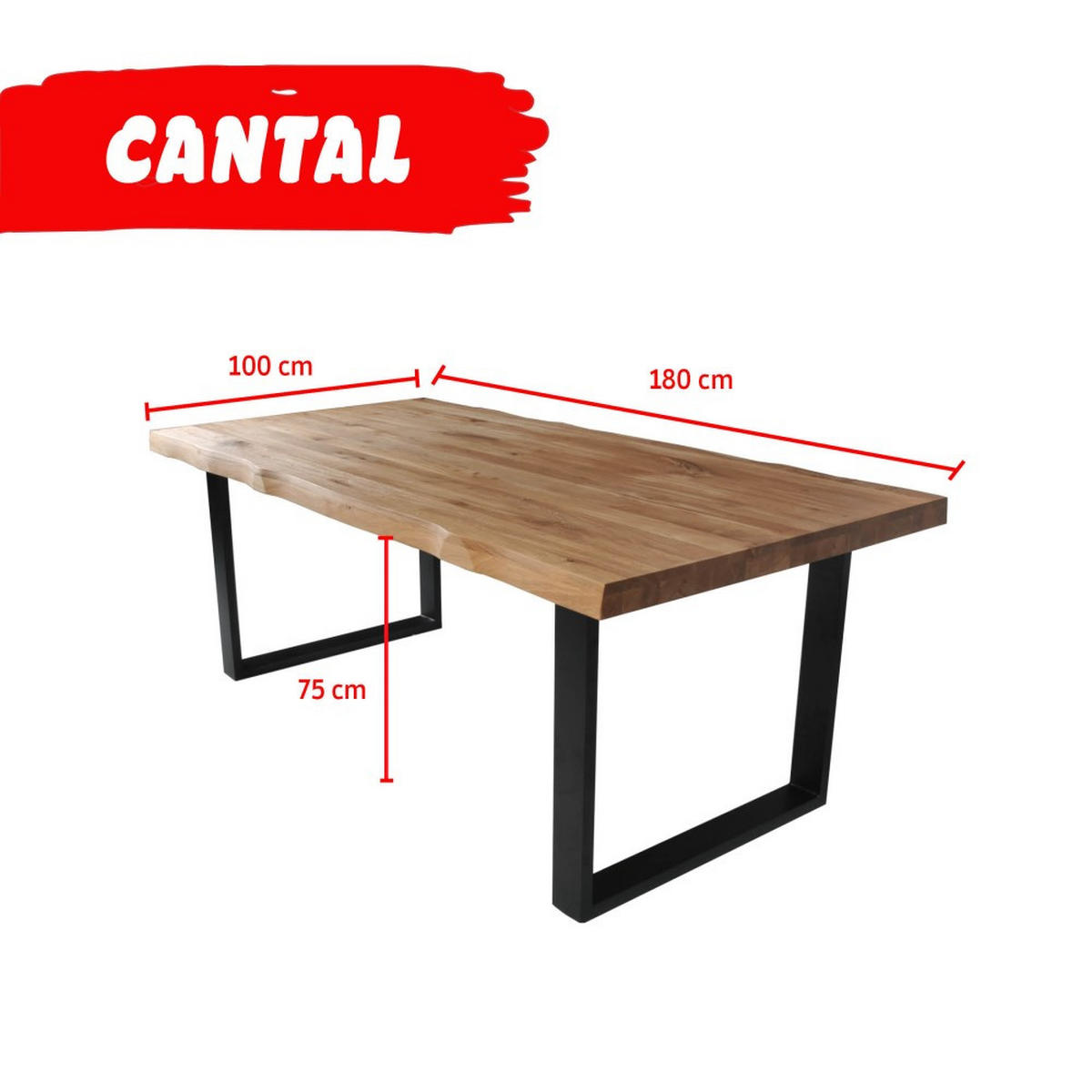 ESSTISCH CANTAL / 180x100 cm- 8 Personen - Massive Eiche - Eichefarben, Holz (180/100/75cm) - Weber Industries