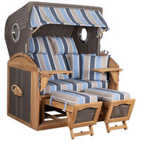 STRANDKORB XL Schillig Bullauge - Blau/Braun, Metall (142/170/95cm) - Mr. Deko