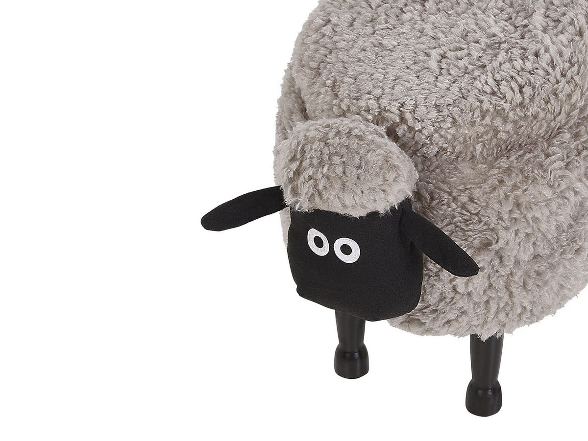 TIERHOCKER Grau Sheep 35/55/40 cm - Grau, Kunststoff/Textil (55/40/35cm) - Beliani