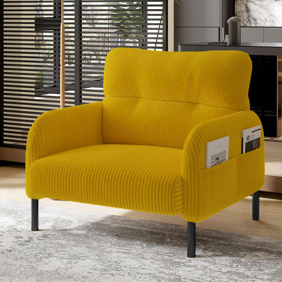 SESSEL Loungesessel,Polstersessel,Cord,Gelb - Gelb, Textil (67/79/75cm) - LVHOM