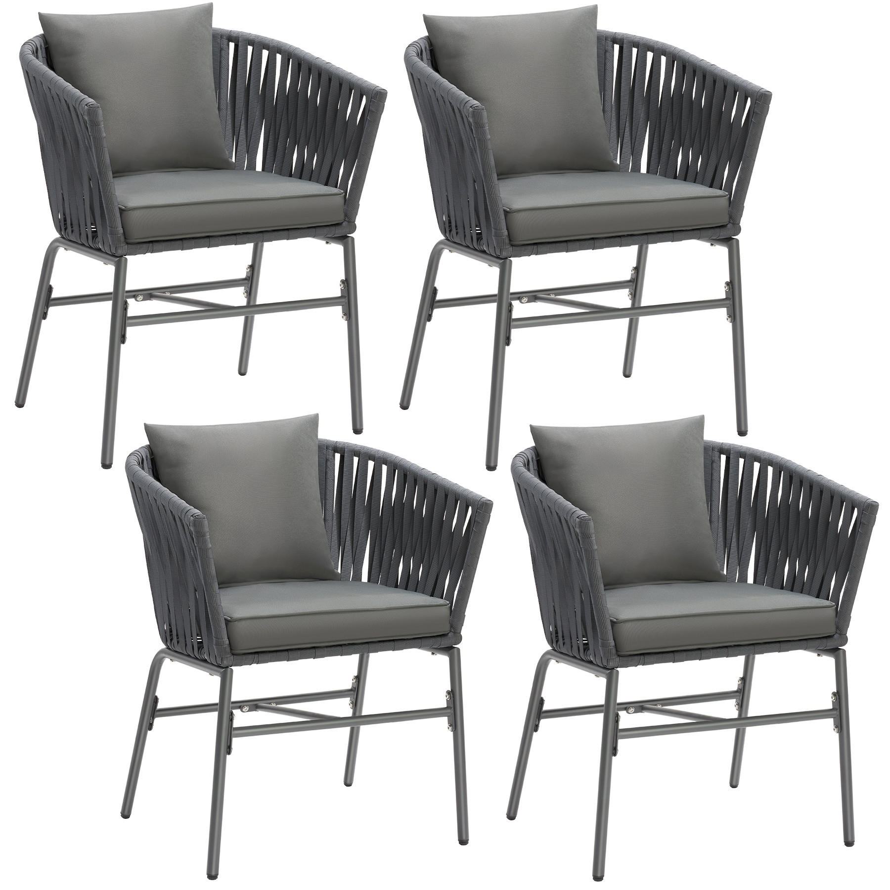 STUHLSET Valeiras,60 x 61 x 77 cm,dunkelgrau/dunkelgrau - Dunkelgrau, Textil (60/77/61cm) - tectake