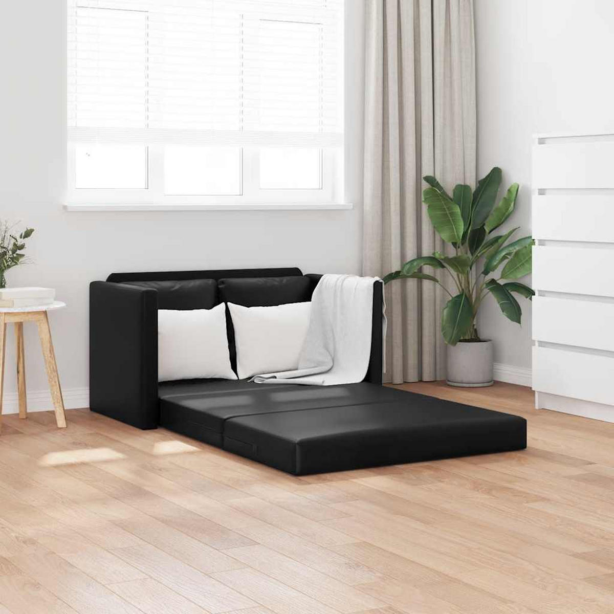 SCHLAFSOFA Taylor - Schwarz, Leder (112/60/55cm) - Nettlife