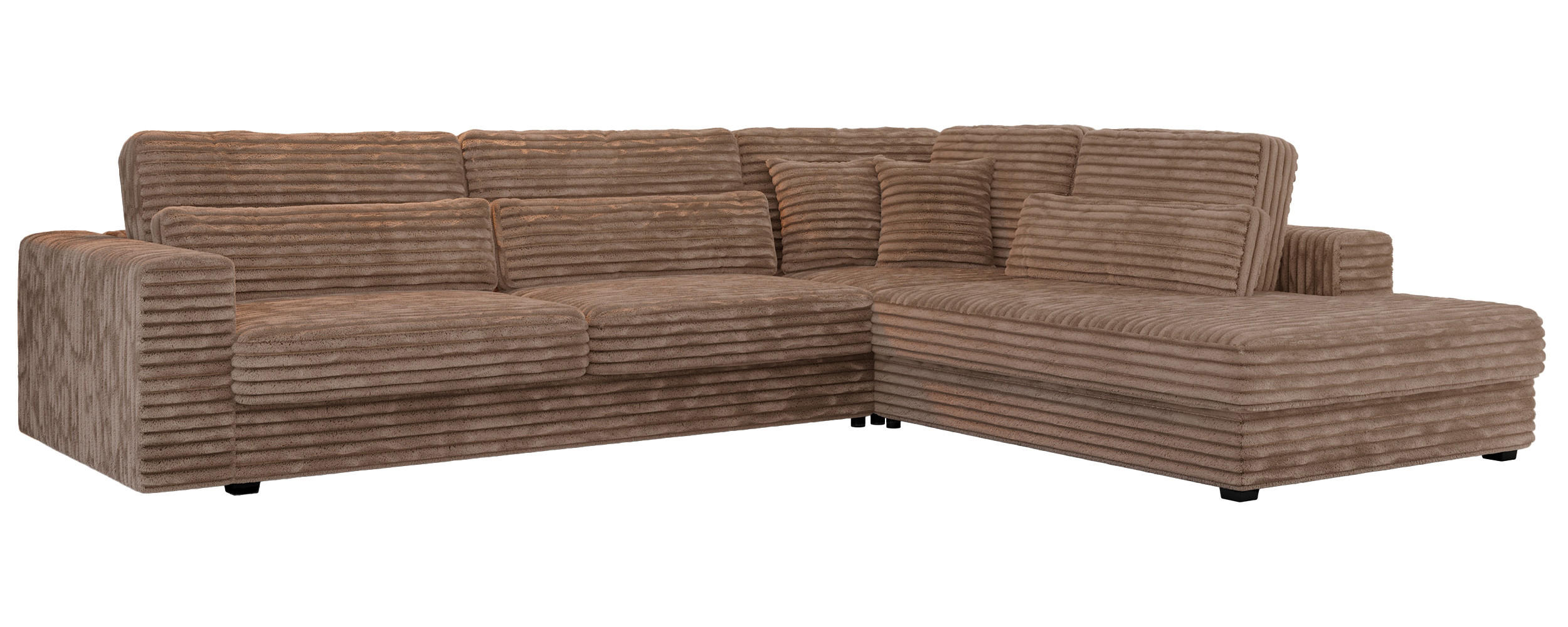 ECKSOFA Savona Braun breiter Cord - rechts - Schwarz/Braun, Kunststoff/Textil (249/316cm) - MKS