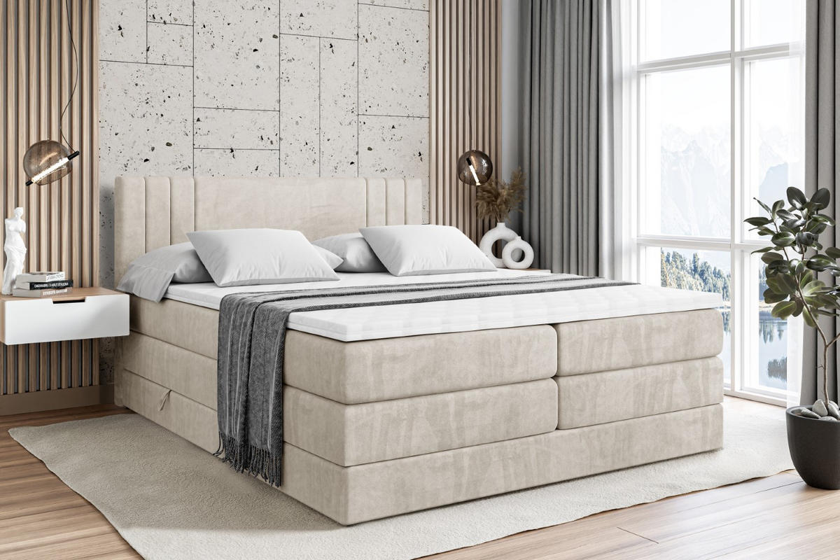 BOXSPRINGBETT IDRIKO KING - 140x200 - H3/H4 - Creme - Creme, Holzwerkstoff (140/200cm) - ALTDECOR