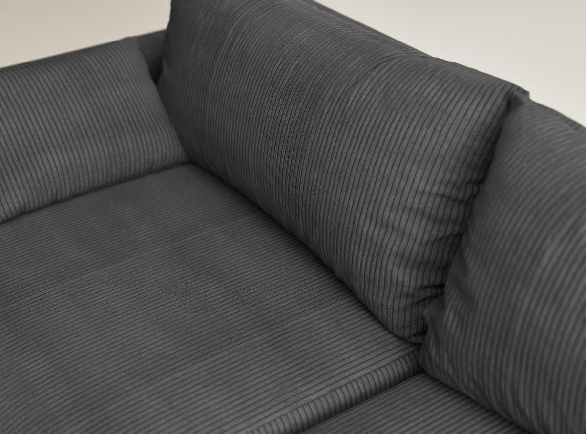 ECKSOFA MIT SCHLAFFUNKTION Leon Anthrazit Samtstoff - Anthrazit/Schwarz, Holz/Holzwerkstoff (239/148cm) - Maison de Reve